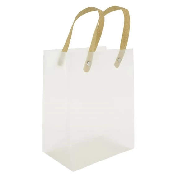 Műanyag tasak cserepes virághoz füllel 15×20×10 cm átlátszó 4 féle