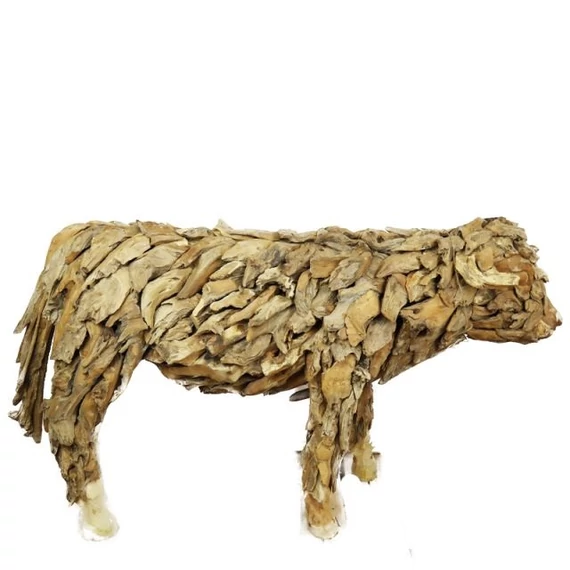 Álló tehén, fa, 160x40x90 cm, natúr