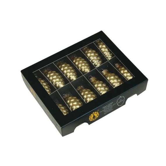 Üveg toboz, 6 cm, bright gold mat, 12 db