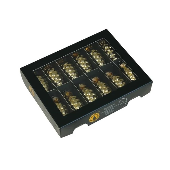Üveg toboz, 6 cm, bright gold shiny, 12 db