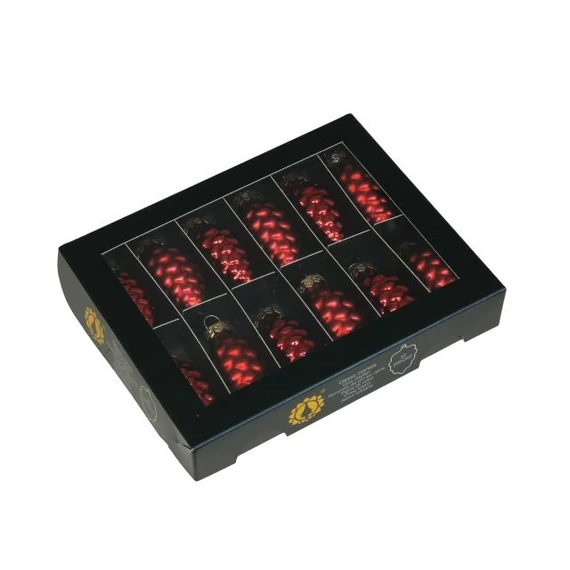 Üveg toboz, 6 cm red combi, 12 db