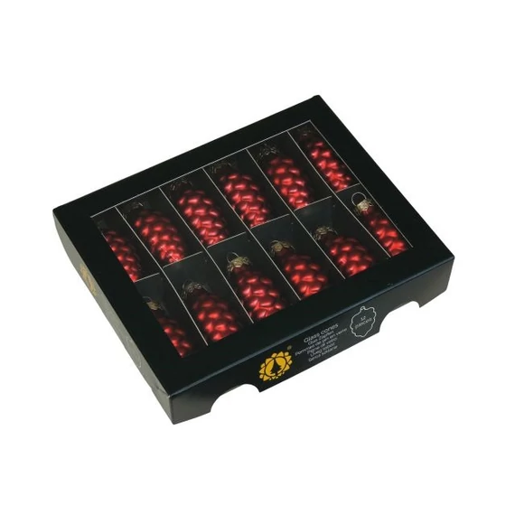 Üveg toboz, 6 cm, red mat, 12 db