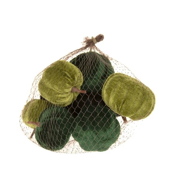 Bársony tök, hungarocell, zöld és fekete, 6 x 8 cm, 9 db