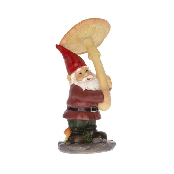 Álló törpe gombával, poly, piros, 6,2 x 7,3 x 13,4 cm