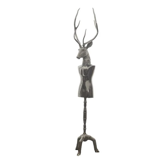 Szarvasos férfi kabátakasztó nickel/aluminium ezüst 58,50x48,50x227,50 cm