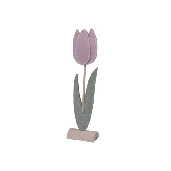 Álló tulipán, filc, rózsaszín, zöld, 8x4,5x30,5 cm, 2 db