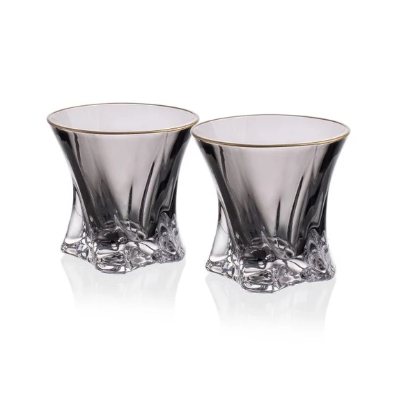 COOPER tumbler pohár szett arany szegéllyel szürke üveg 320 ml 9,5 cm 6 db