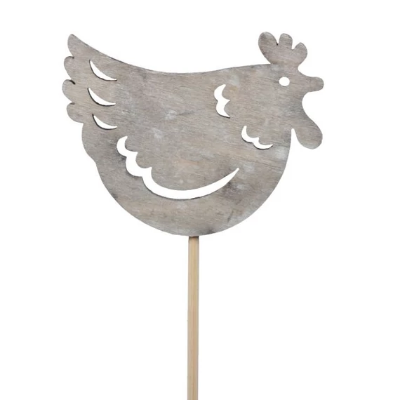 Betűzős tyúk, fa, szürke, 7 cm, 5 db