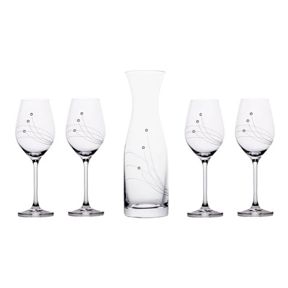 Üveg pohár boros + üveg swarovski díszítéssel üveg 360ml/1000ml 5 db