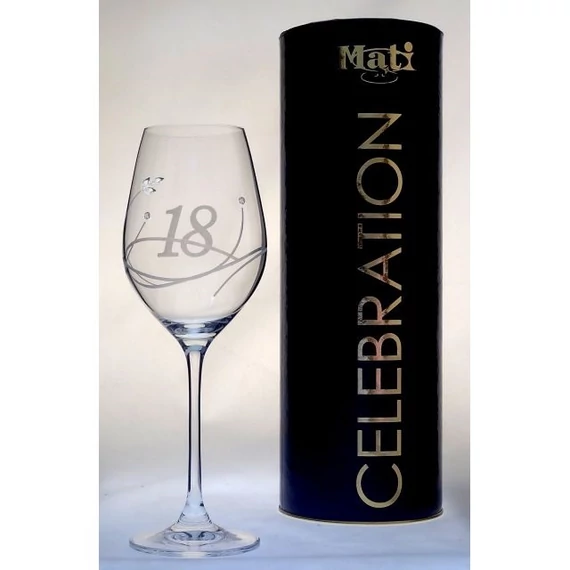 Üveg pohár swarovski dísszel bor 360ml Celebration 18yr