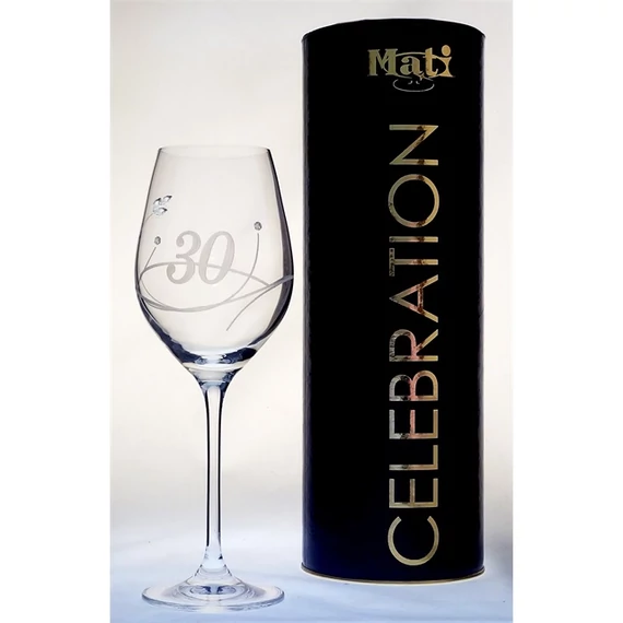Üveg pohár swarovski dísszel bor 360ml Celebration 30yr