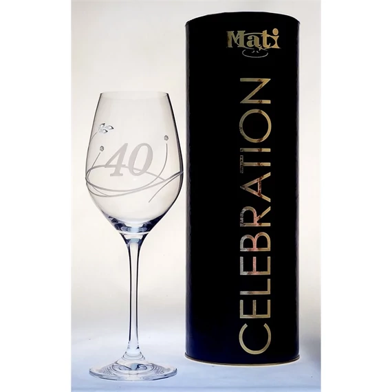 Üveg pohár swarovski dísszel bor 360ml Celebration 40yr