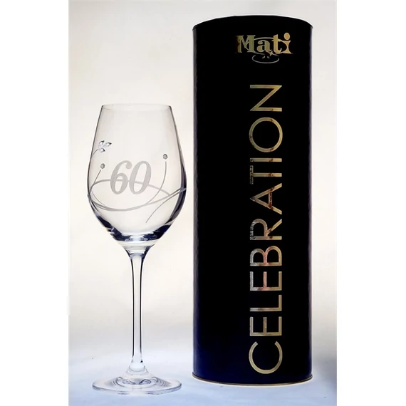 Üveg pohár swarovski dísszel bor 360ml Celebration 60yr