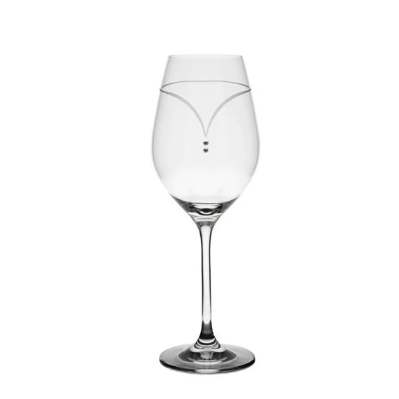 Üveg pohár swarovski dísszel bor 360ml átlátszó 6 db
