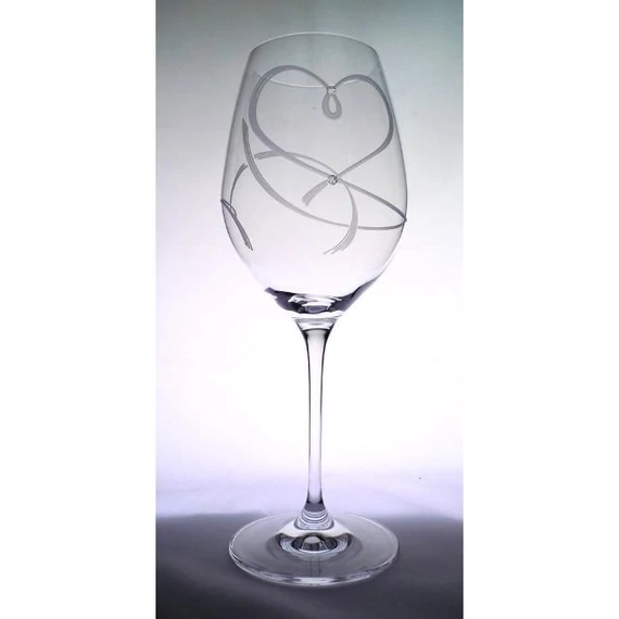 Swarovski díszítésű üveg pohár, bor, 470 ml, átlátszó, 2 db