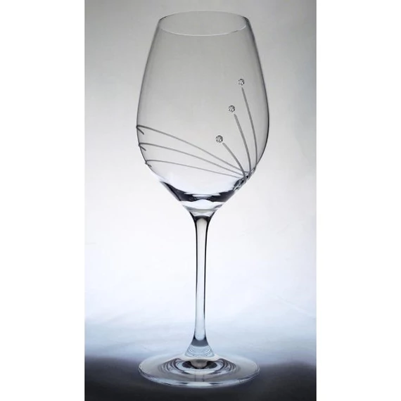 Boros üveg pohár, Swarovski dísszel, 470 ml, átlátszó, 6 db