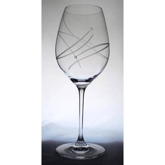 Üveg pohár swarovski dísszel bor 470ml átlátszó 6 db