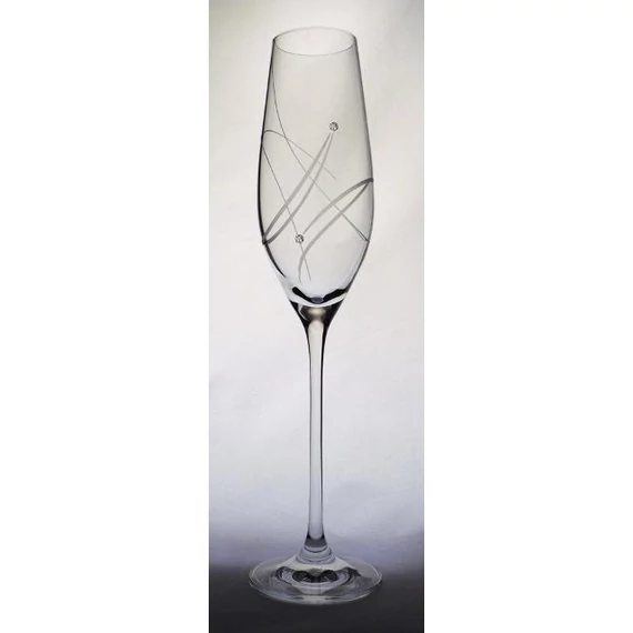 Swarovski díszítésű üveg pohár, pezsgő, 210 ml, átlátszó, 2 db