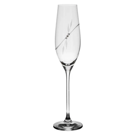 Pezsgős üveg pohár, Swarovski dísszel, 210 ml, átlátszó, 2 db