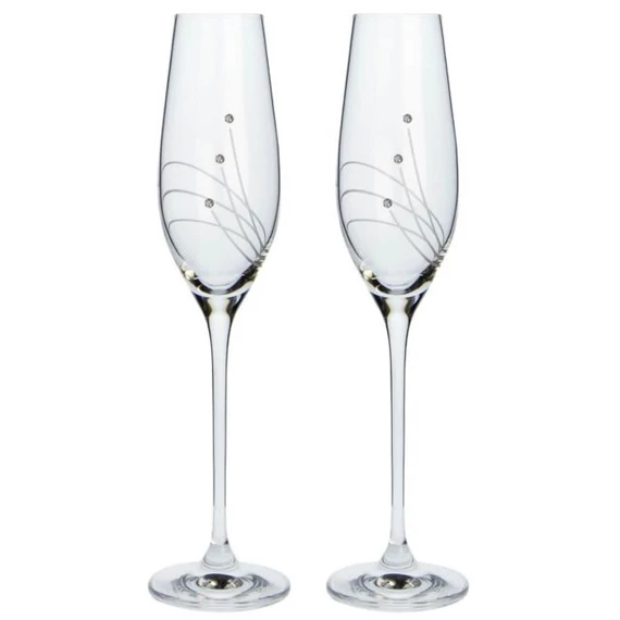 Pezsgős üveg pohár, Swarovski dísszel, 210 ml, átlátszó, 2 db