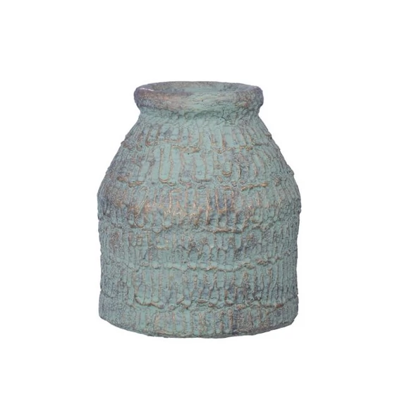 Cement váza, zöld, arany, 7,5x14 cm