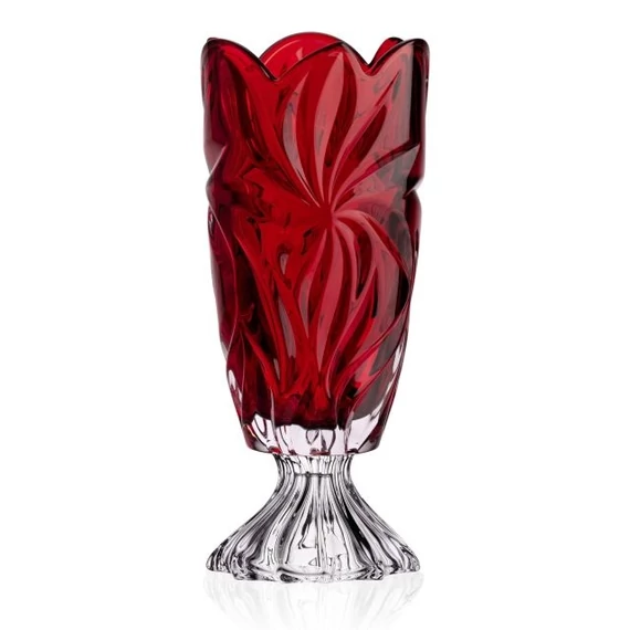 Váza talpas FLORA üveg 36,5x15 cm piros