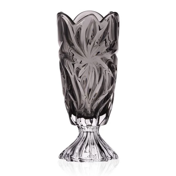 Váza talpas FLORA üveg 36,5x15 cm szürke