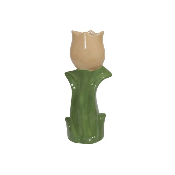 Kerámia váza tulipán forma barack, zöld 20,5 cm