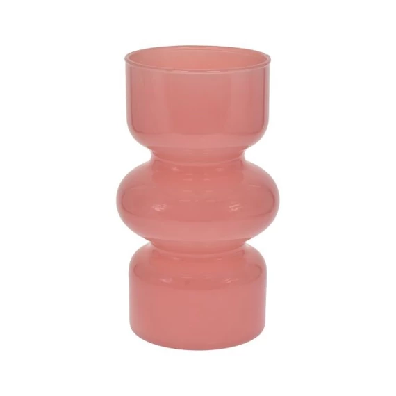 Üveg váza, 18 cm, rózsaszín
