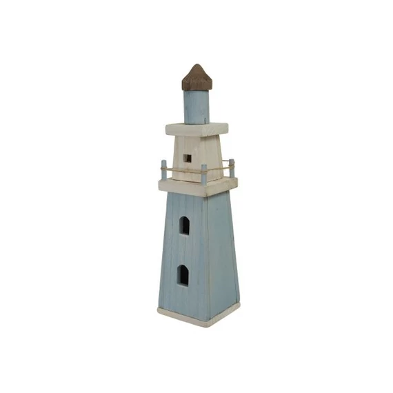 Világítótorony fa 40 cm világoskék, natúr