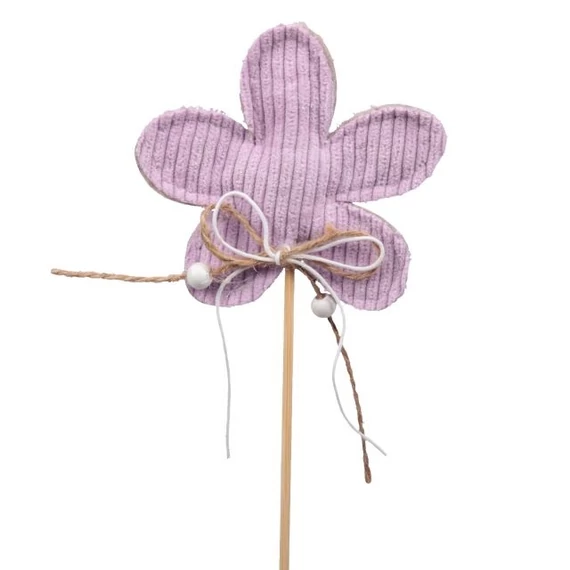Betűzős bársony textil virág lila 9x8 cm 4 db