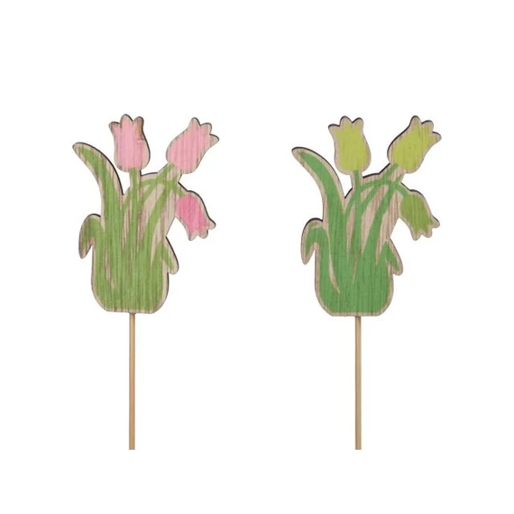 Betűzős fa tulipán, zöld, rózsaszín, 7,5 cm, 2 féle, S/16