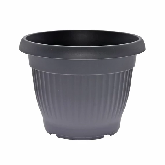 Műanyag bordázott kerek Campana virágcserép 25×12×15 cm antracit