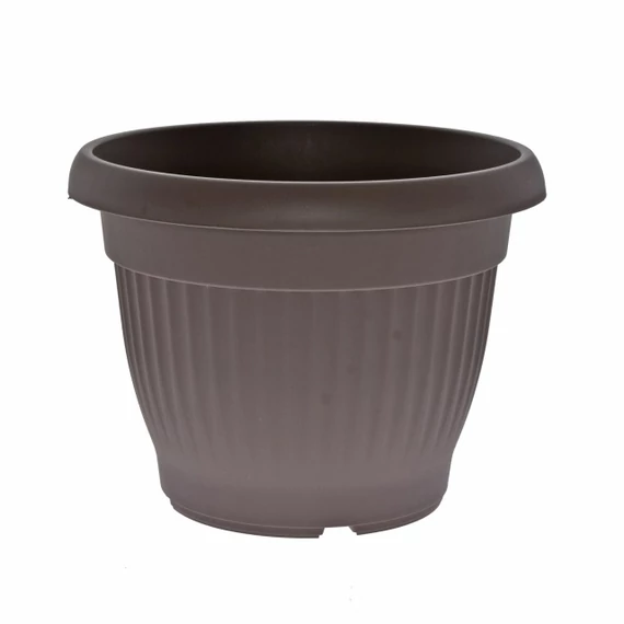 Campana bordázott kerek műanyag virágcserép taupe 35×18×22 cm