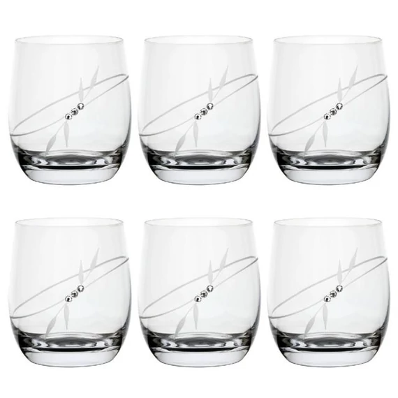 Üveg whisky pohár Swarovski kristállyal átlátszó 350 ml 6 db