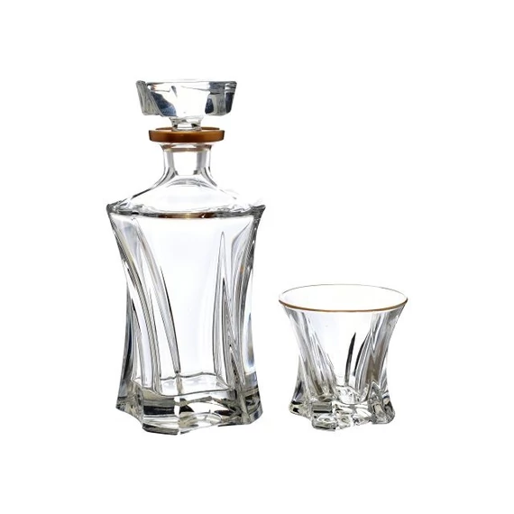 Whisky szett COOPER arany szegéllyel üveg 25 cm átlátszó 7 db
