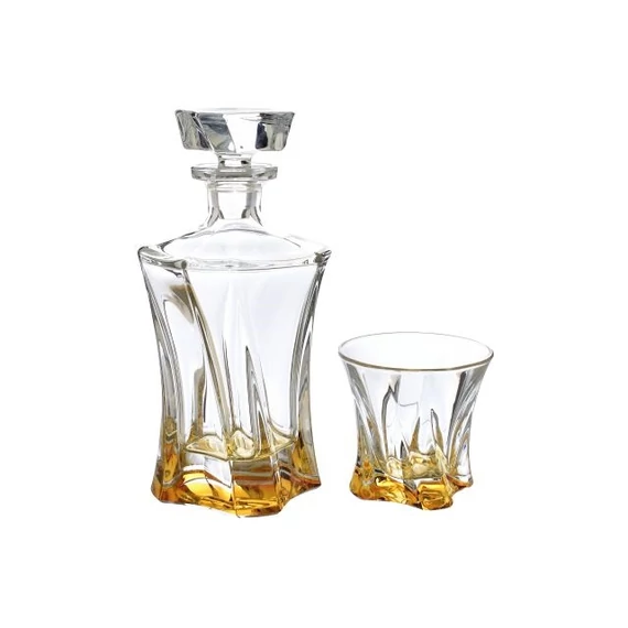 Whisky szett COOPER borostyán talppal üveg 25 cm átlátszó 3 db