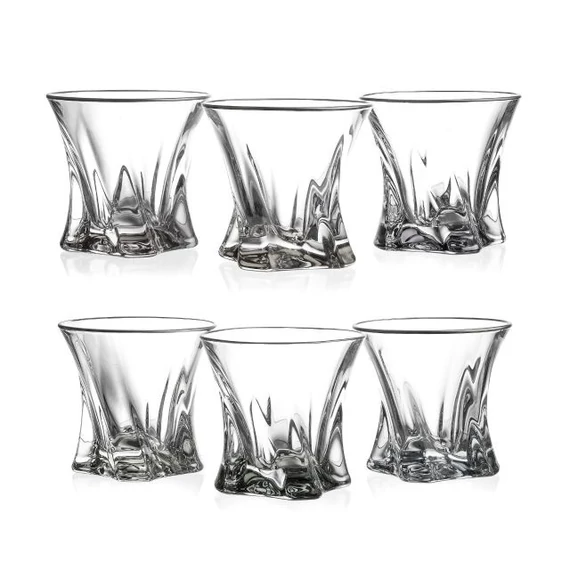 Whisky szett COOPER ezüst szegéllyel üveg 25 cm átlátszó 7 db