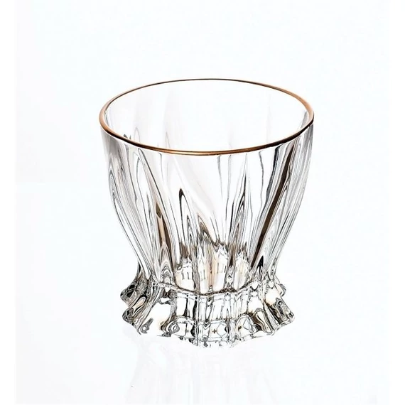 Whisky tumbler pohár szett PLANTICA üveg átlátszó, arany szegéllyel 9,5 cm 6 db