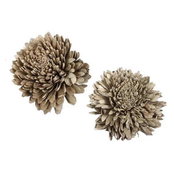 Szárított zinnia, 8 cm, ezüst, 10 db