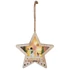 Kép 1/2 - Fa ablak-, ajtódísz, csillag hóemberrel, melegfehér LED, 17 cm