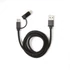Kép 1/3 - Fekete fonott lightning és USB-C kábel, 2 in 1
