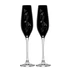 Kép 2/3 - Üveg pezsgős pohár virágmintás Swarovski kristállyal fekete 210 ml 2 db