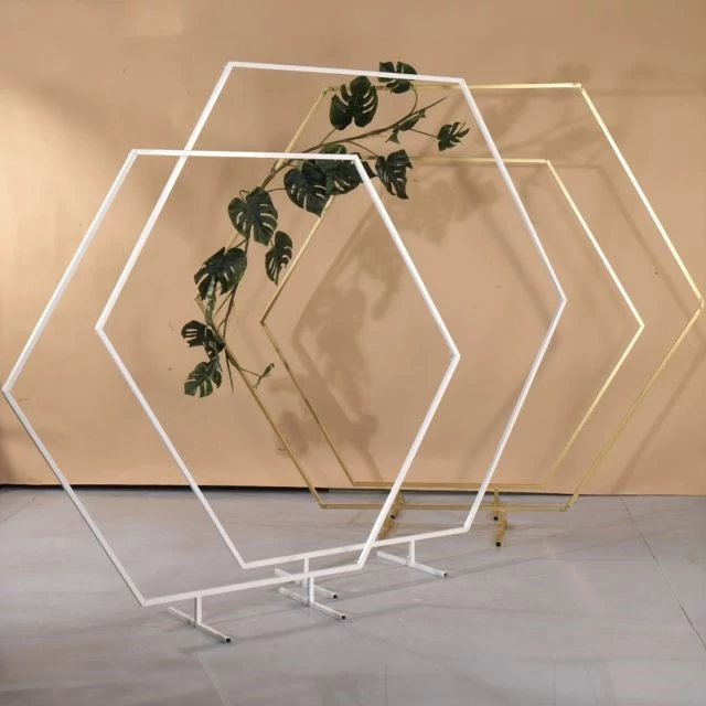 Hatszög alakú állvány, fém, 185x200 cm, arany