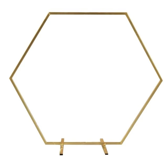 Hatszög alakú állvány, fém, 40 cm, arany