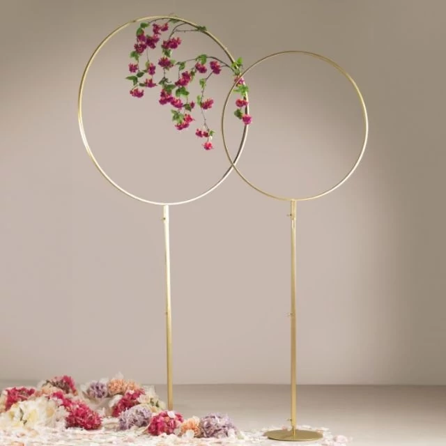 Kör alakú fém állvány, arany, 75x190 cm, 100x215 cm, 2 db
