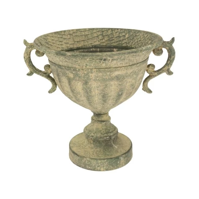 Amfóra, bádog, 23,5x23 cm, antik zöld