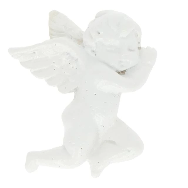 Fekvő angyal, öntapadós, poly, 4,4×0,9×4 cm, fehér, 4 db