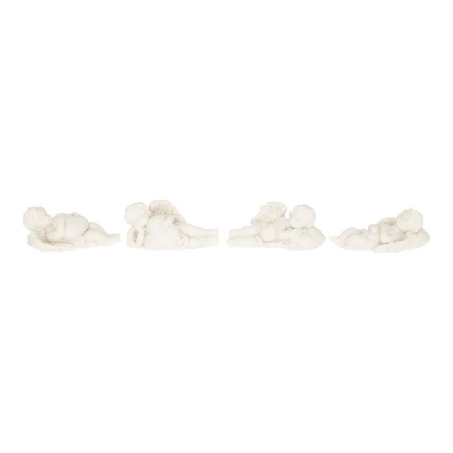 Fekvő angyal szívvel, poly, 6,2x3x3 cm, fehér, 4 féle