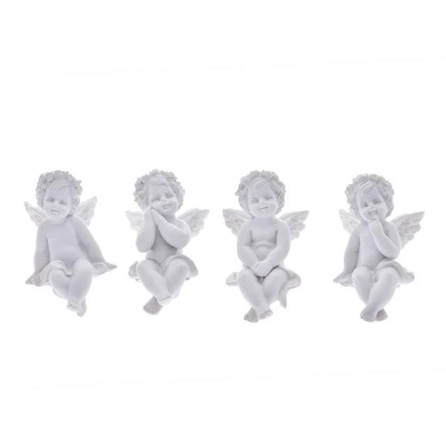 Ülő angyal, 4,2x5,3x6,2 cm, fehér, 4 féle